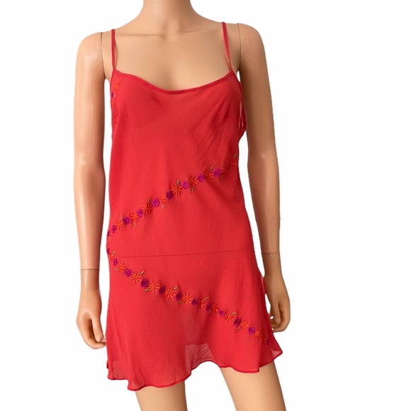 NWT Victoria Secret red embroidered silk top dress